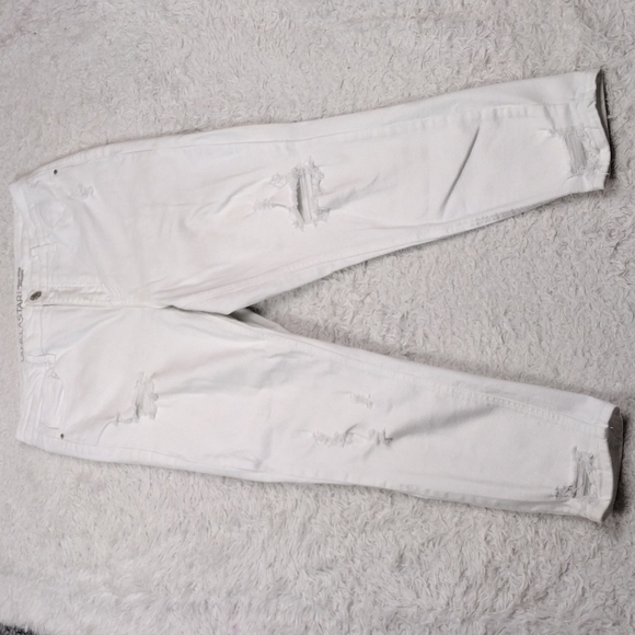 Vanilla Star White High Rise Straight Leg Distressed Ripped Five People Jeans - Picture 2 of 15